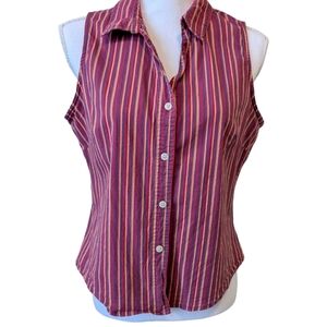St. John's Bay Petite Red Striped Sleeveless Blouse - Size PXL